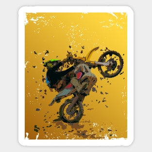 Dirt bike rider on grunge background Sticker